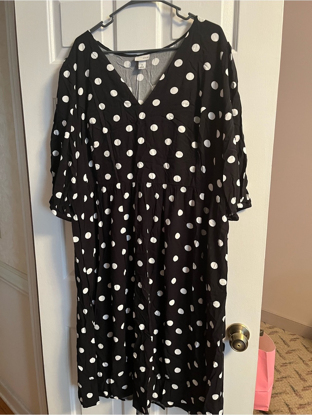 Ava & Viv Black and White Polka Dot Midi Dress